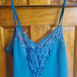 Vtg Victoria’s Secret‎ Gold Label Satin Cami Womens Sz M Teal Lingerie